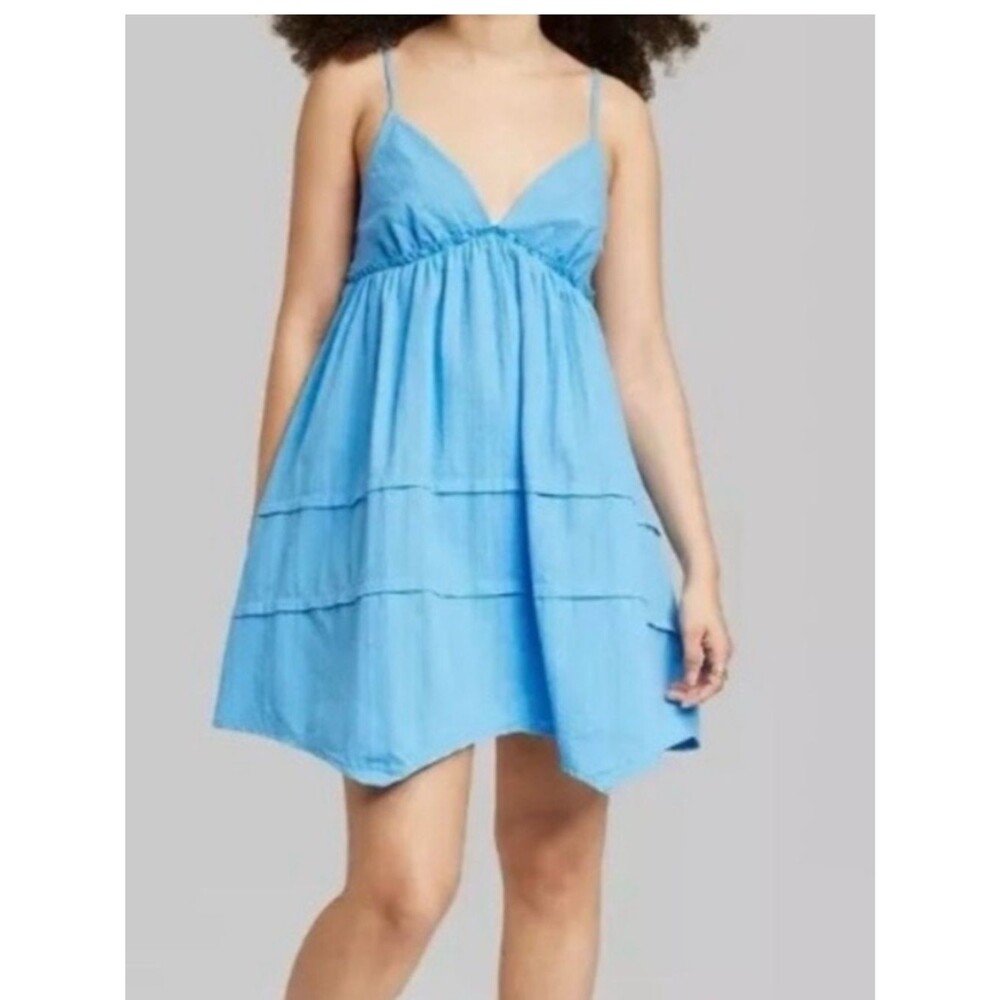 wild fable Sky Blue Tiered Mini Dress